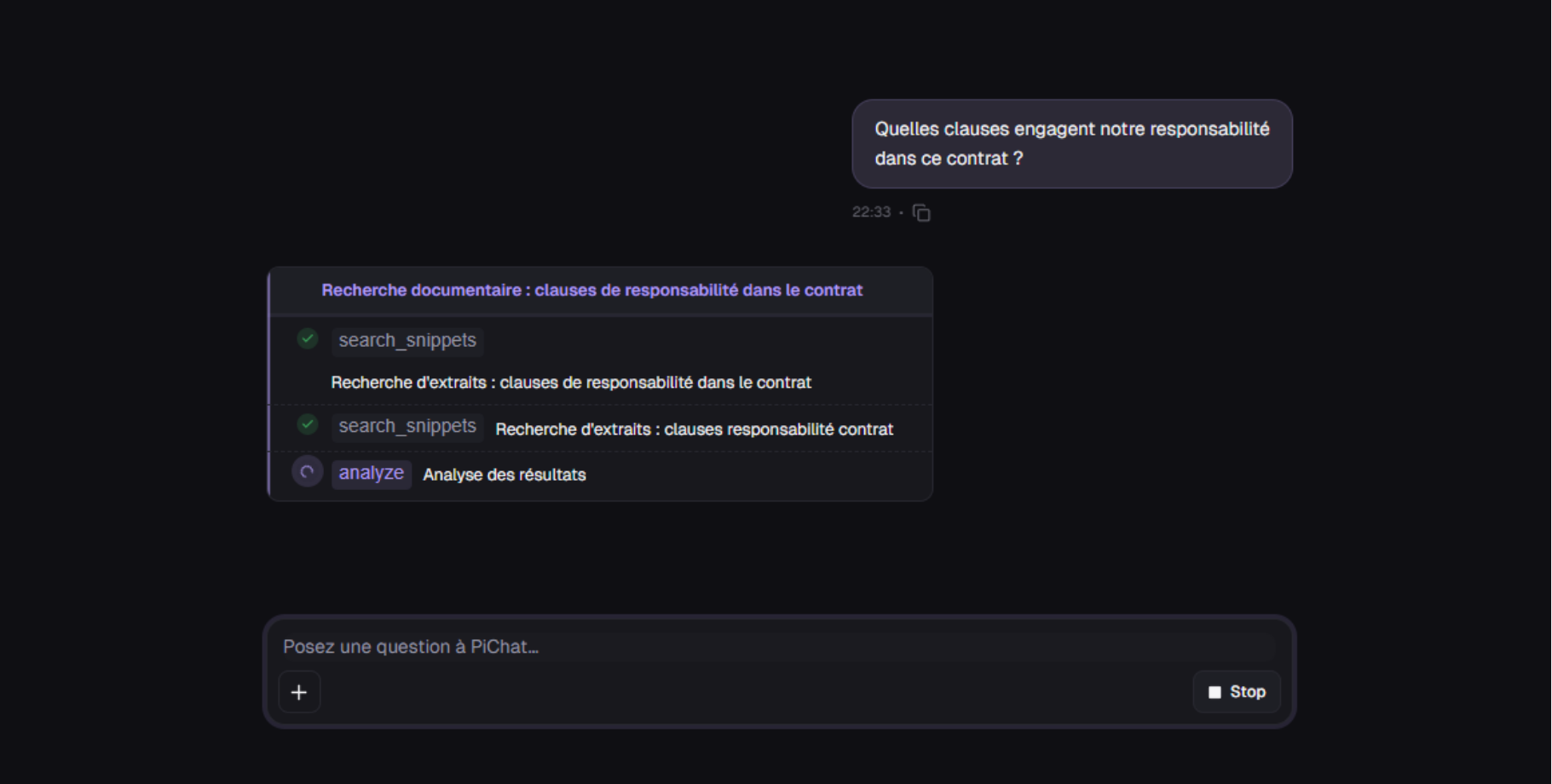 Finance & Juridique – PI Chat interface